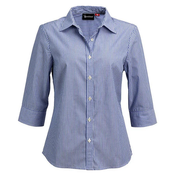 oversized tunic tops for women -Identitee Women's Blue York 3/4 Sleeve Shirt