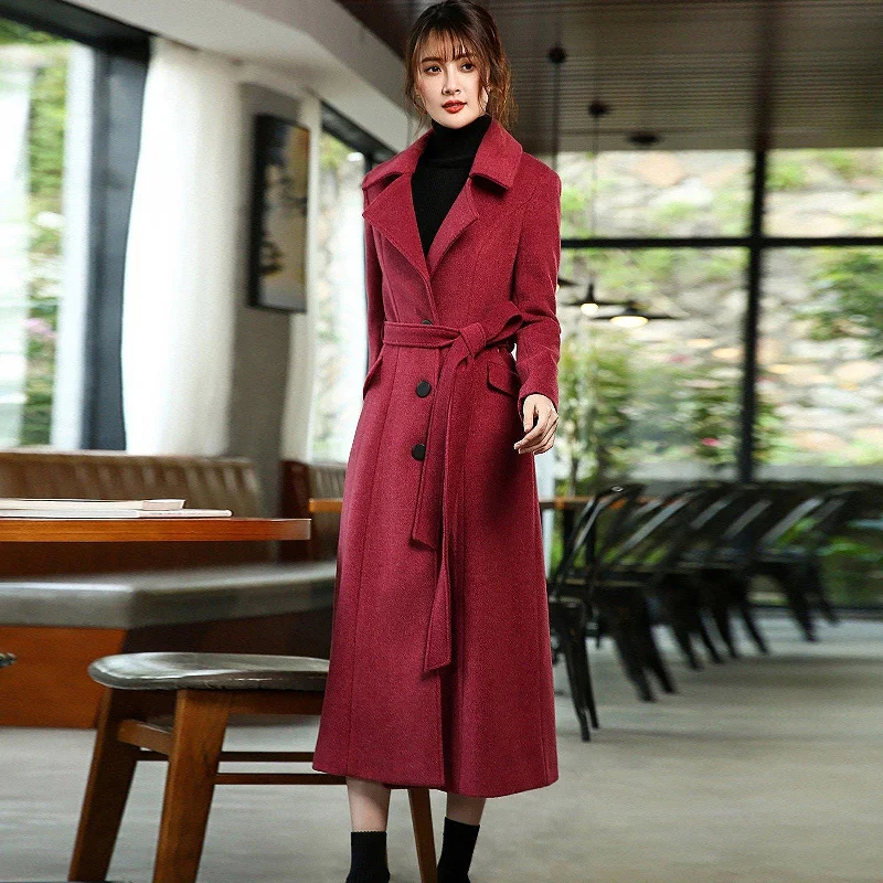 women's short fur coats -Daisy Single Breasted Wool Blend Long Coat