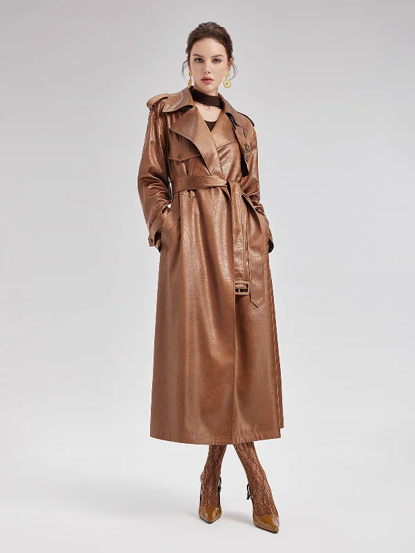 sporty parkas for women -Rock Texture Beaded Trench Coat