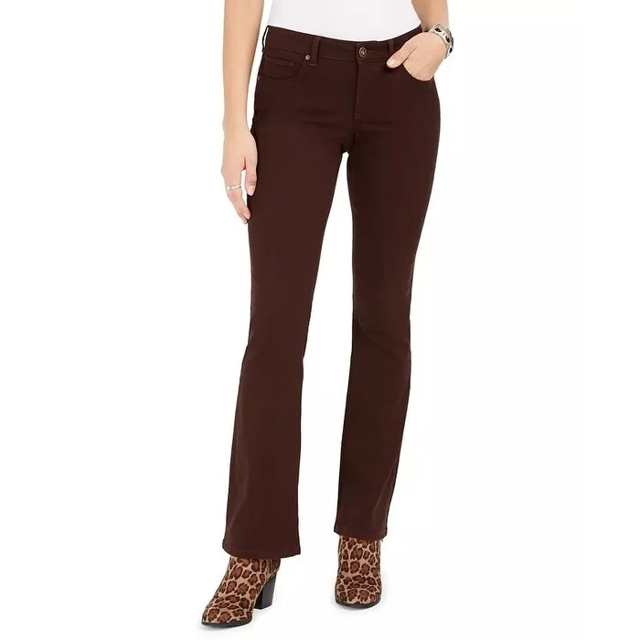 women's linen trousers -Style & Co Women's Curvy-Fit Bootcut Jeans Brown Size 4