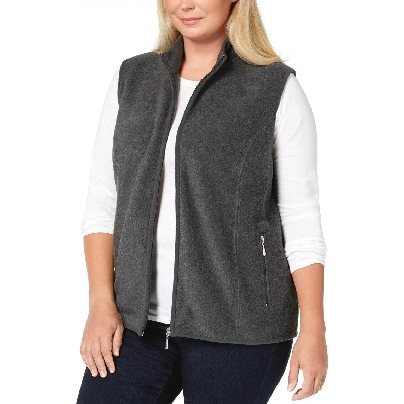 women's sleek winter jackets -Karen Scott Women's Plus Size Zip-Front Vest Charcoal Size 3X