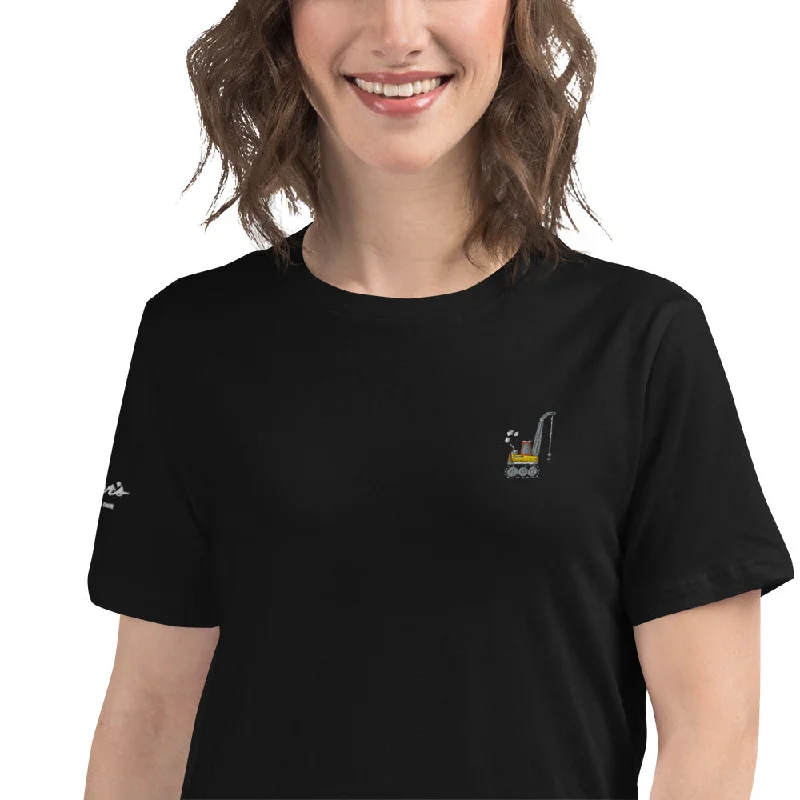 cotton tunics for women -Embroidered Crane Women's Relaxed T-Shirt