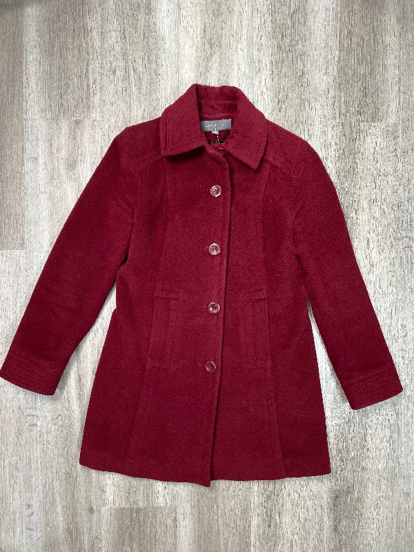 chic double-breasted blazers -Coat Peacoat By Liz Claiborne In Red, Size: S