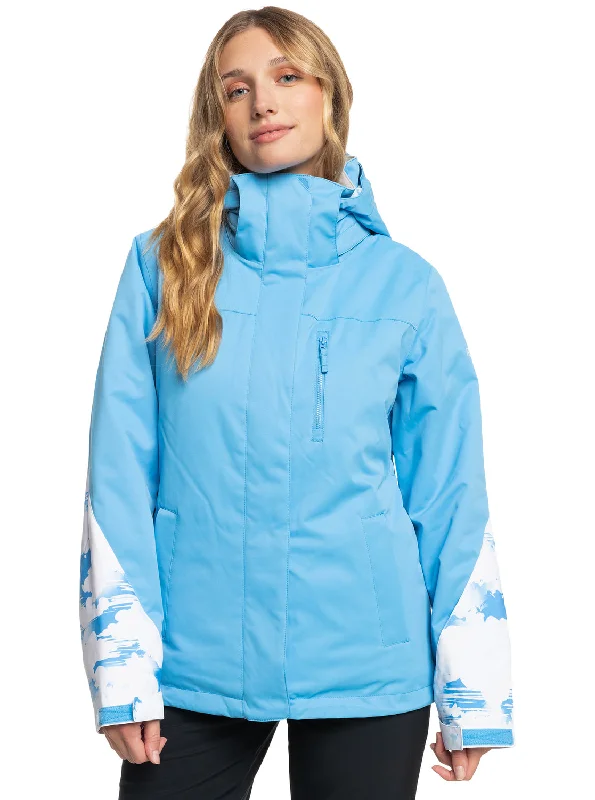 lightweight windbreakers for women -Roxy Jetty Block Technical Snow Jacket - Azure Blue Clouds