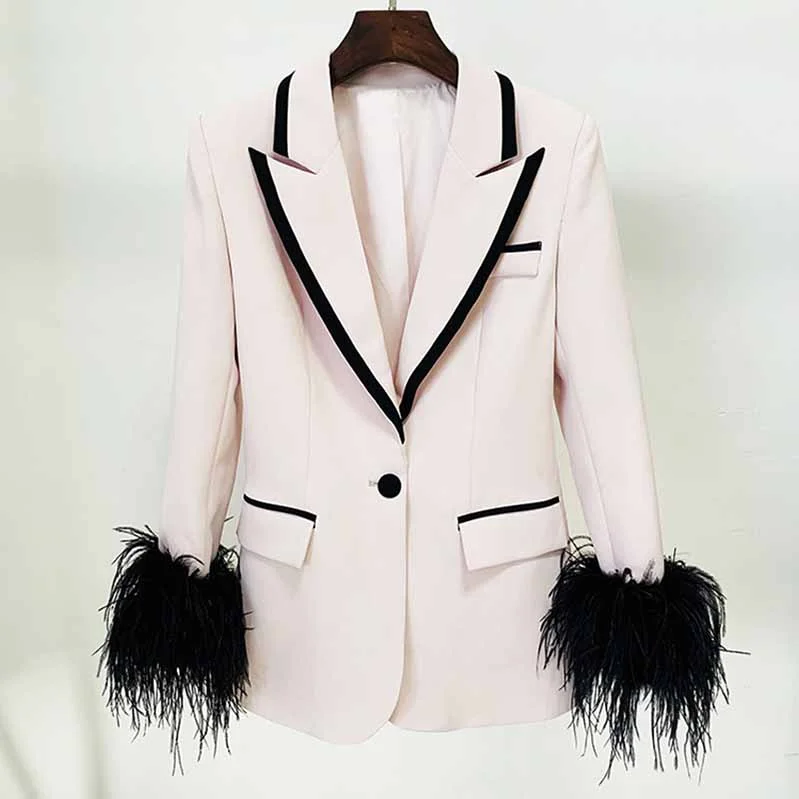 women's parka jackets -Women's One Button Medium Length Slim Fitting Coat Blazer Jacket