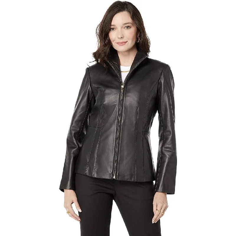 women's parka jackets -Cole Haan Women's Scuba Leather Jacket