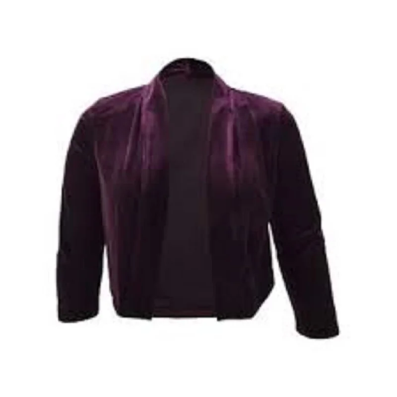 chic blazers with belts for women -Calvin Klein Women's Velvet Shrug Purple Size Extra Large - X-Large