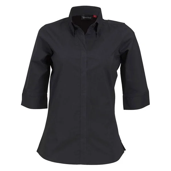 breathable linen tops for women -Identitee Women's Black Stella 3/4 Sleeve Shirt