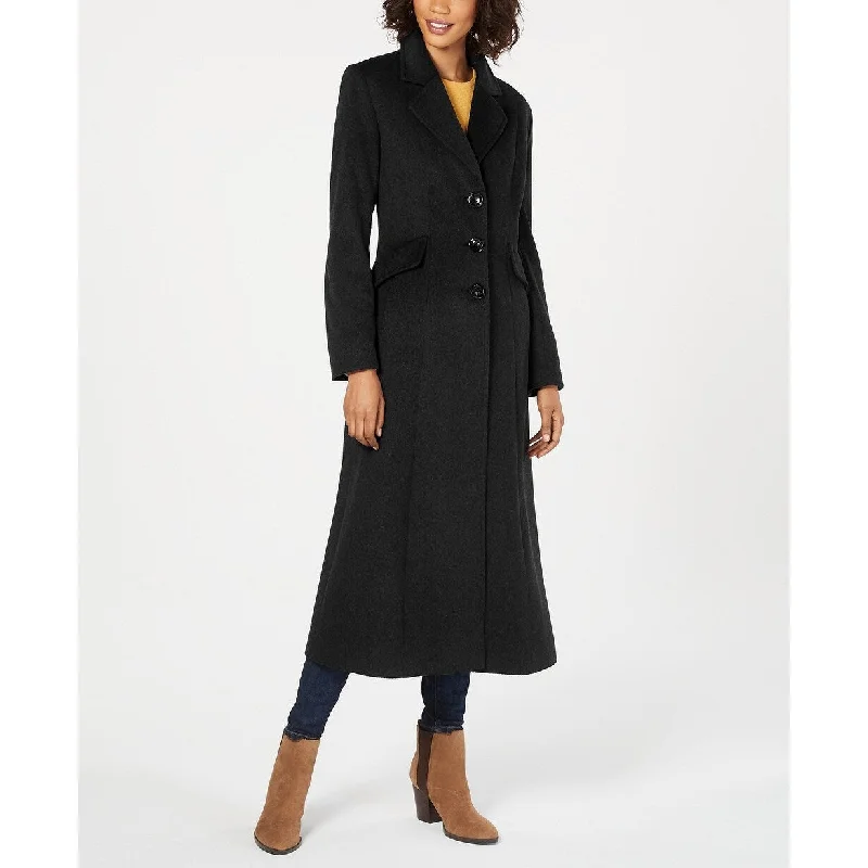 women's parka jackets -Forecaster Women's Notched-Collar Maxi Walker Coat Black Size 10