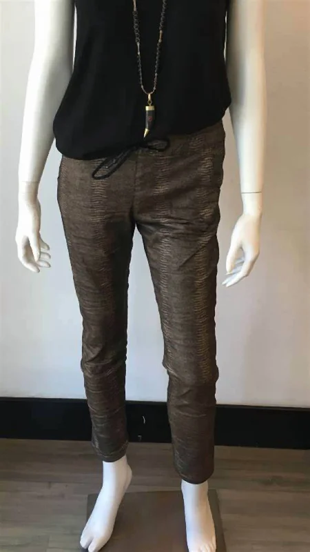 women's pleated pants -Shely Bronze Snake