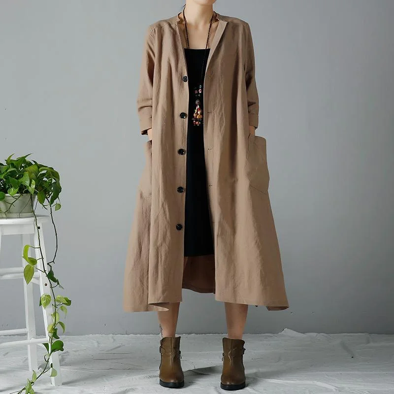 minimalist jackets for women -Khaki woman trench coats oversized cardigan