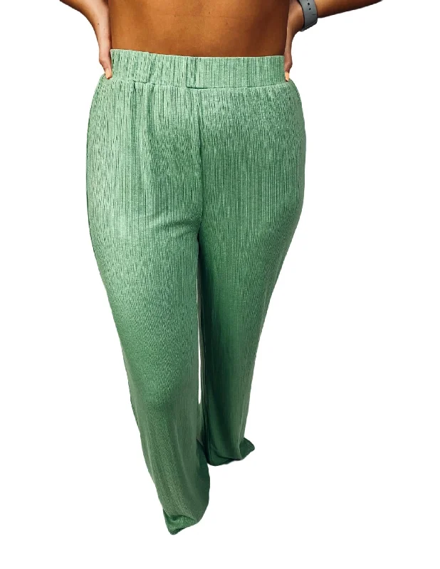 women's stretchable pants -Light On Your Feet Pant In Sage Green