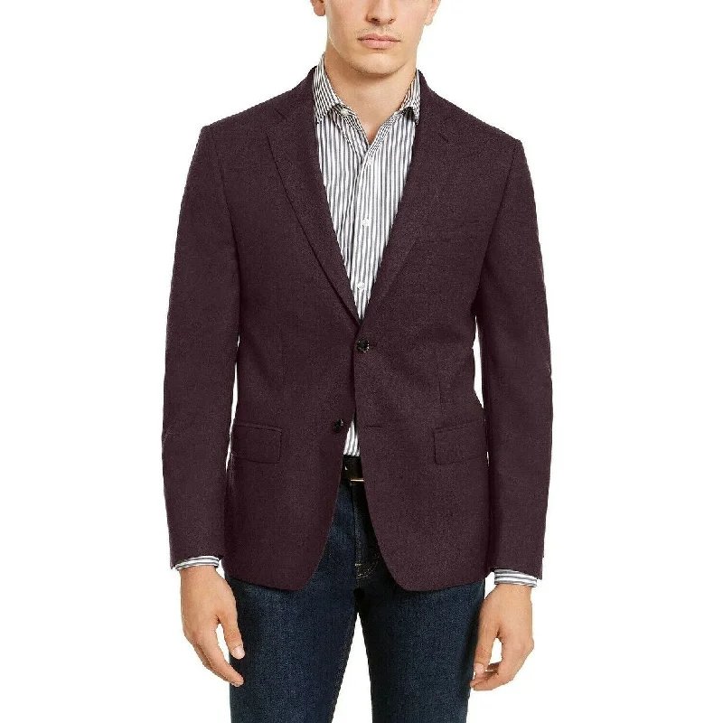 women's bomber jackets with patches -Calvin Klein Men's Slim-Fit Textured Sport Coat Wine Size 44 Regular