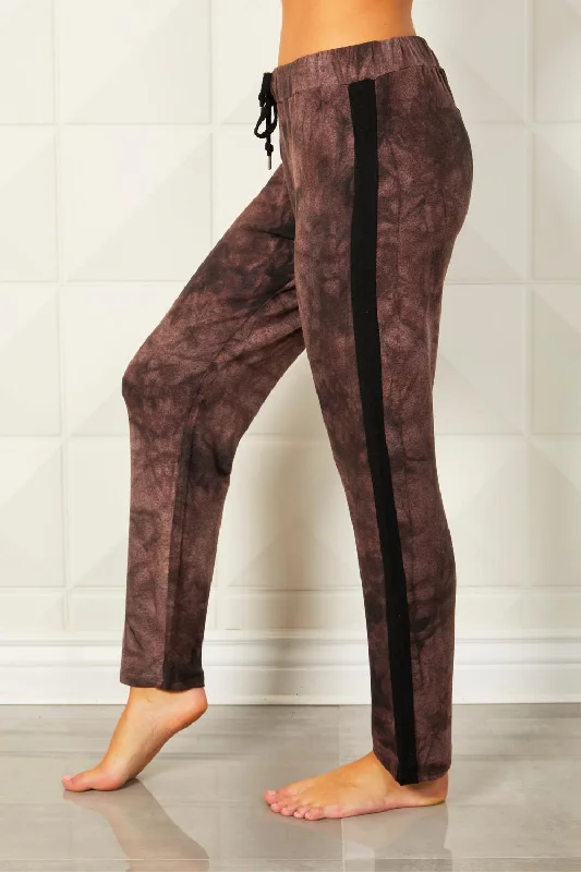 trendy leggings for women -Tie Dye Track Jogger In Suede Black