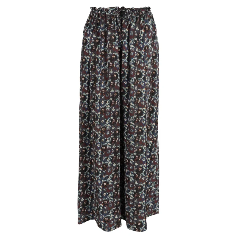 sporty leggings for women -Ulla Johnson Sawyer High Waisted Printed Pants in Black Silk