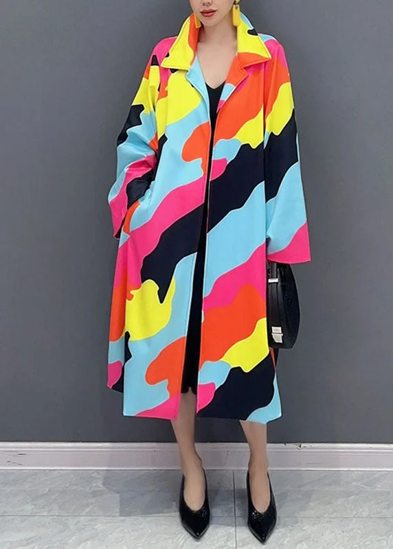 long wool coats for women -Vogue Rainbow Square Collar Button Trench Coats Fall