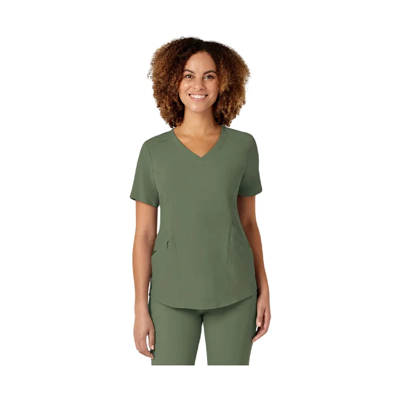 long tunic tops for leggings -WonderWink Women's Renew V Neck Scrub Top - Olive