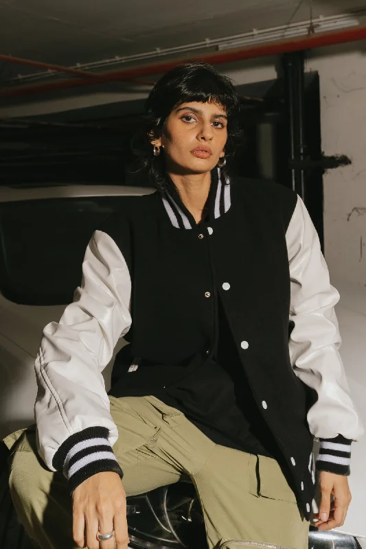 puffer coats for winter -Yin-Yang Varsity Jacket