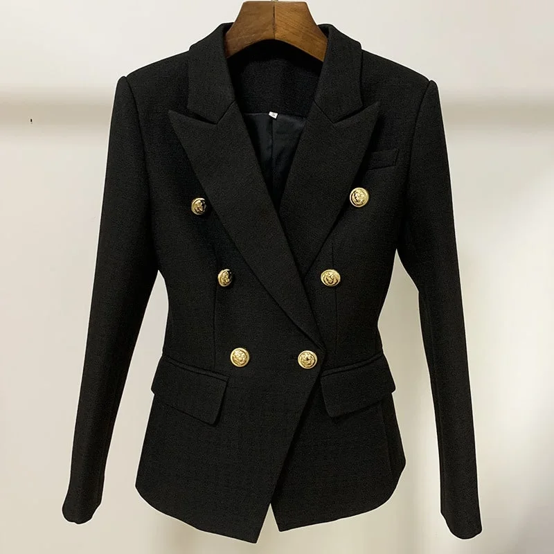 women's down jackets -Women's Fitted Lion Buttons Fitted Jacket Formal Fashion Blazers