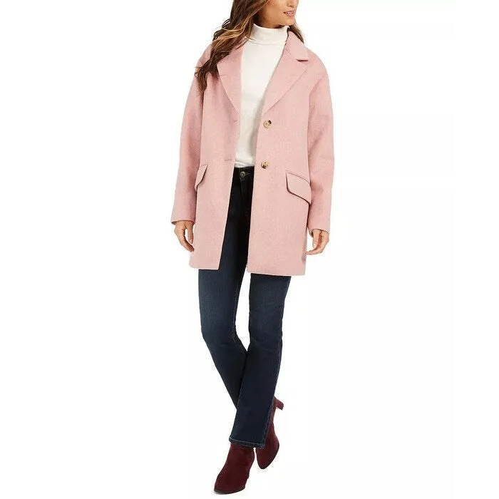 faux suede jackets for women -Charter Club Women's Notched-Collar Coat Pink Size Medium