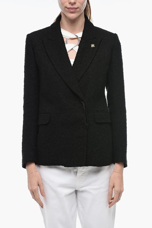 cozy cardigans for women -Amiri Double-breasted Tweed Cotton Blend Blazer