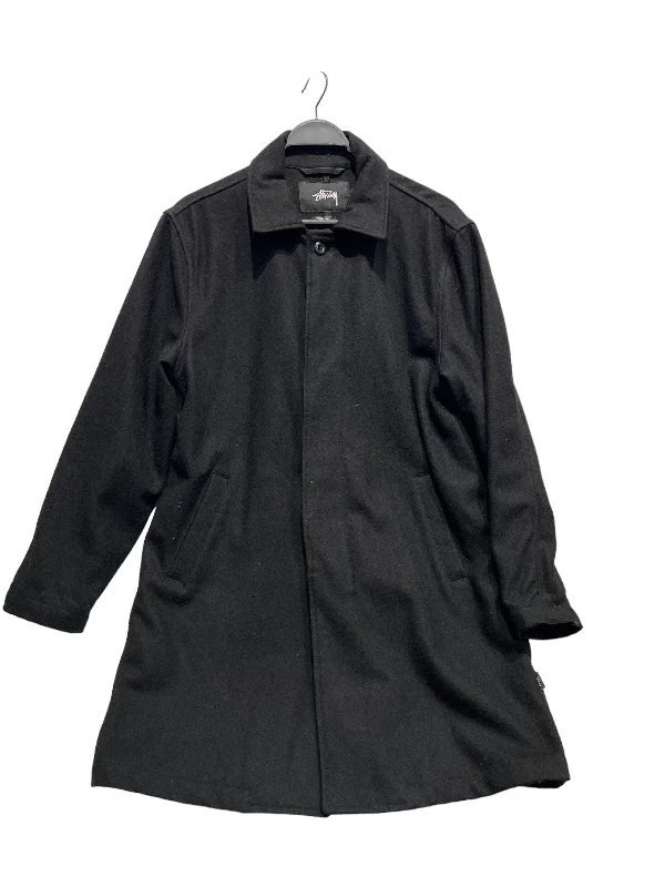 elegant coats for women -STUSSY/Chesterfield/S/Wool/BLK/stussy trench coat