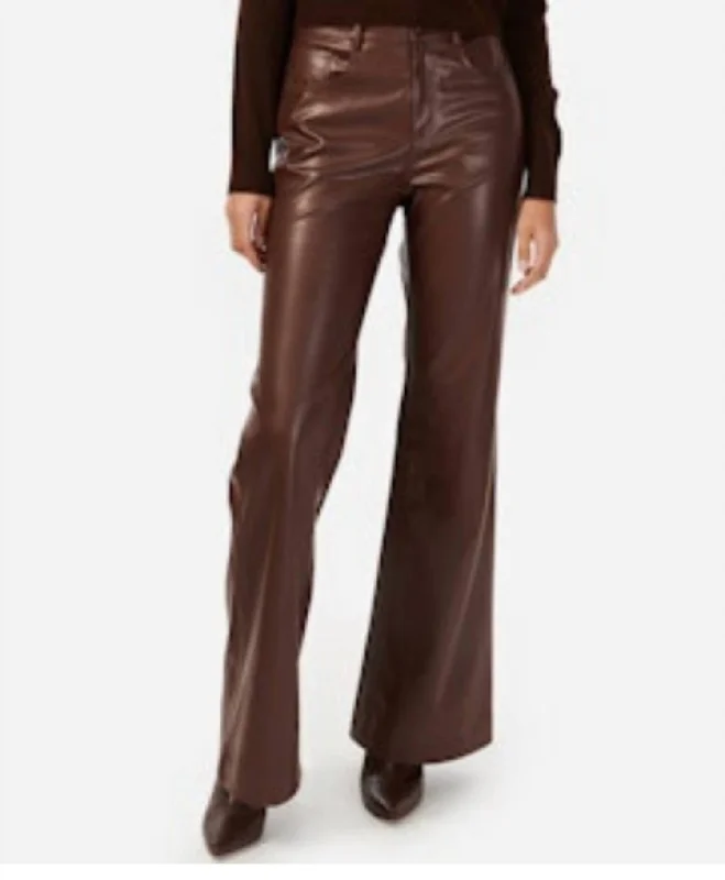 printed jogger pants for women -Zenobia Vegan Leather Pants In Java