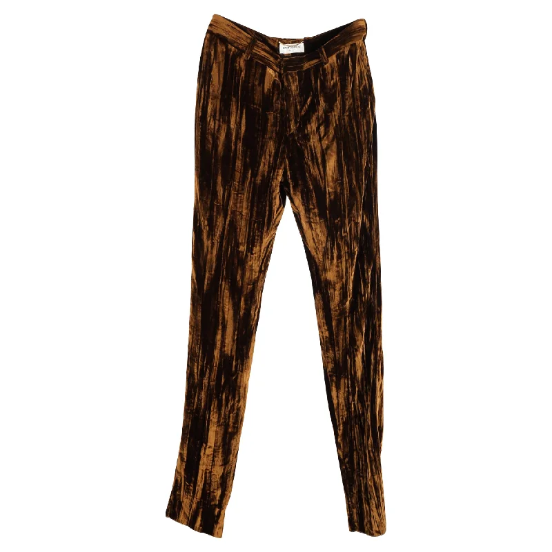 women’s yoga pants -Saint Laurent Straight-Leg Trousers in Brown Velvet