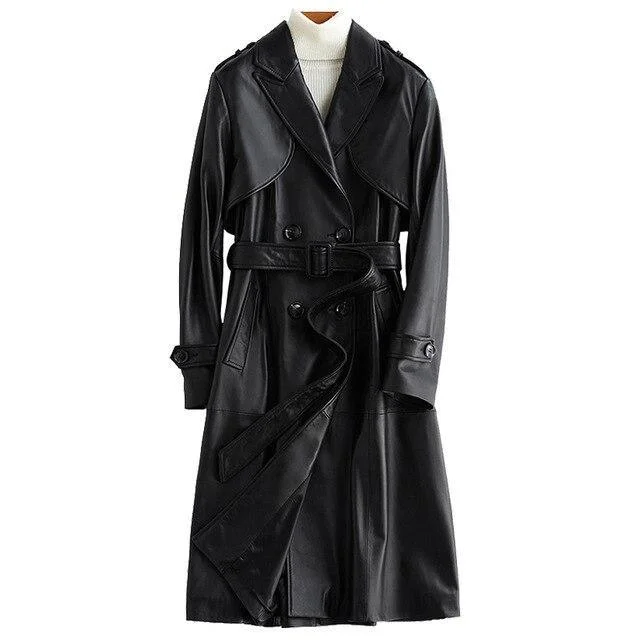 minimalist jackets for women -Angel Trench Coat For Women, Leather