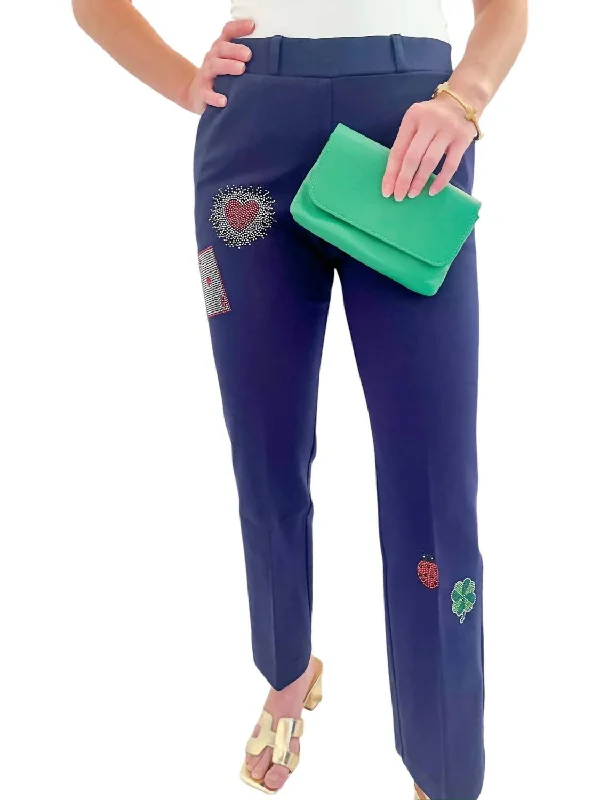 wide-leg denim pants for women -Lady Luck Trouser Pants In Navy