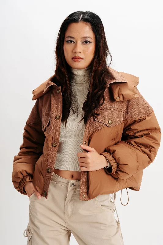 women's long cardigan coats -Brown Bomber Jacket