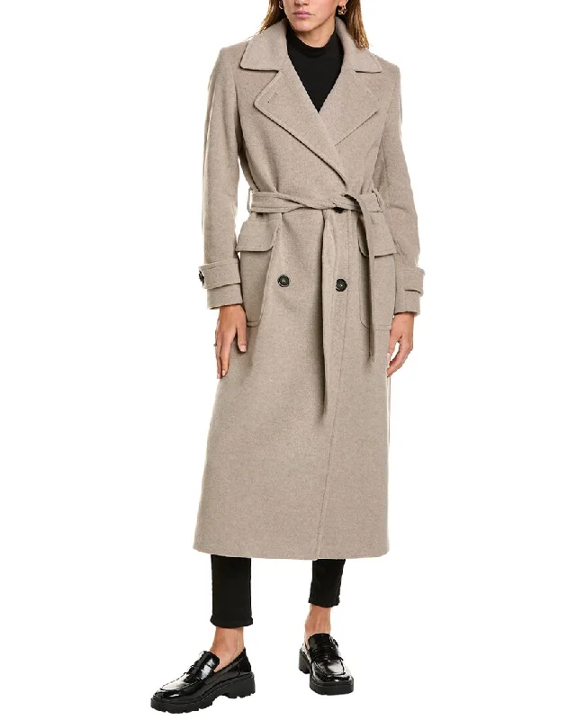 women's leather trench coats -Cinzia Rocca Icons Long Wool & Cashmere-Blend Trench Coat