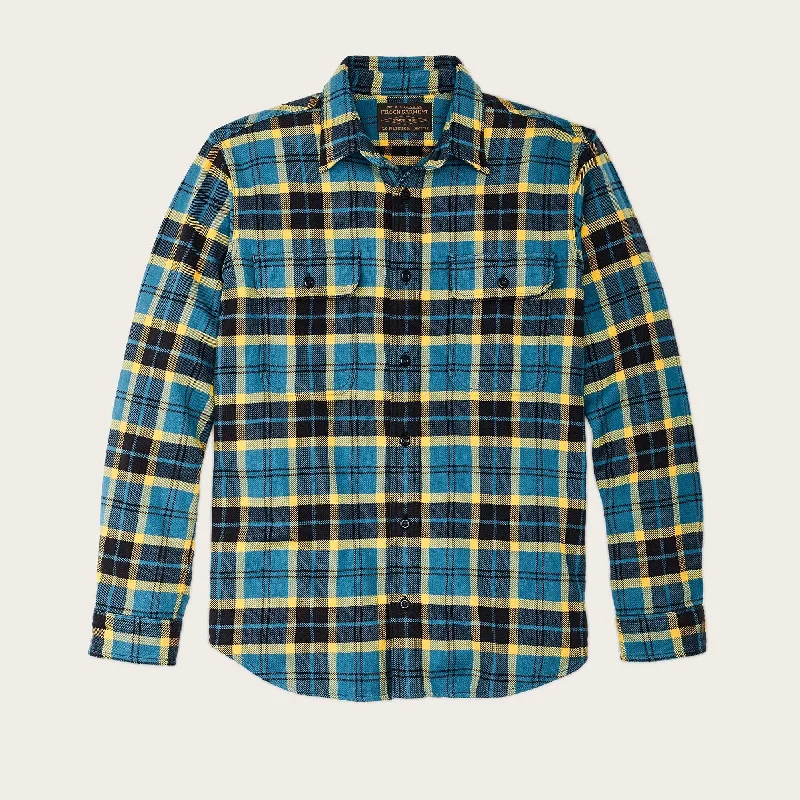 women's ruffle tops -VINTAGE FLANNEL WORK SHIRT