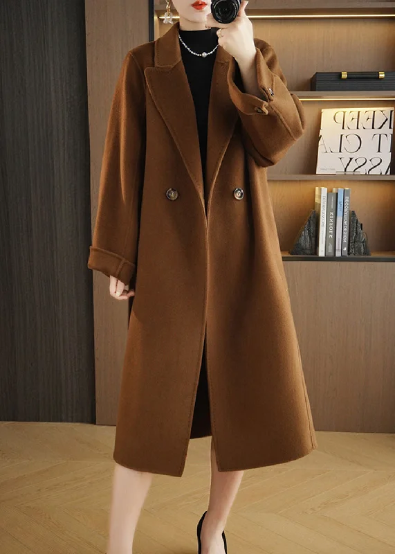 women's trench coats for fall -Relaxed Fit Belted Double Face Wool Coat