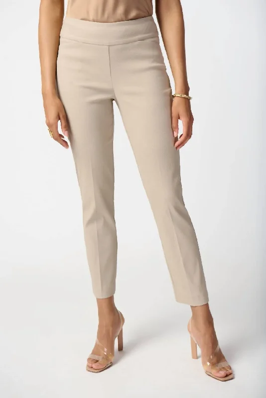 relaxed-fit pants for women -Jacquard Pull-On Pants In Dune