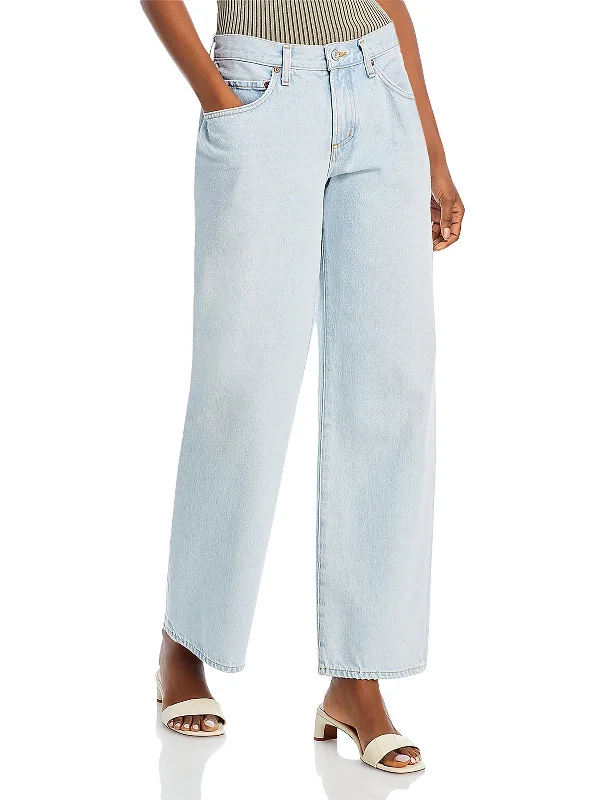 casual linen pants for women -Fusion Womens Organic Cotton High Rise Wide Leg Jeans