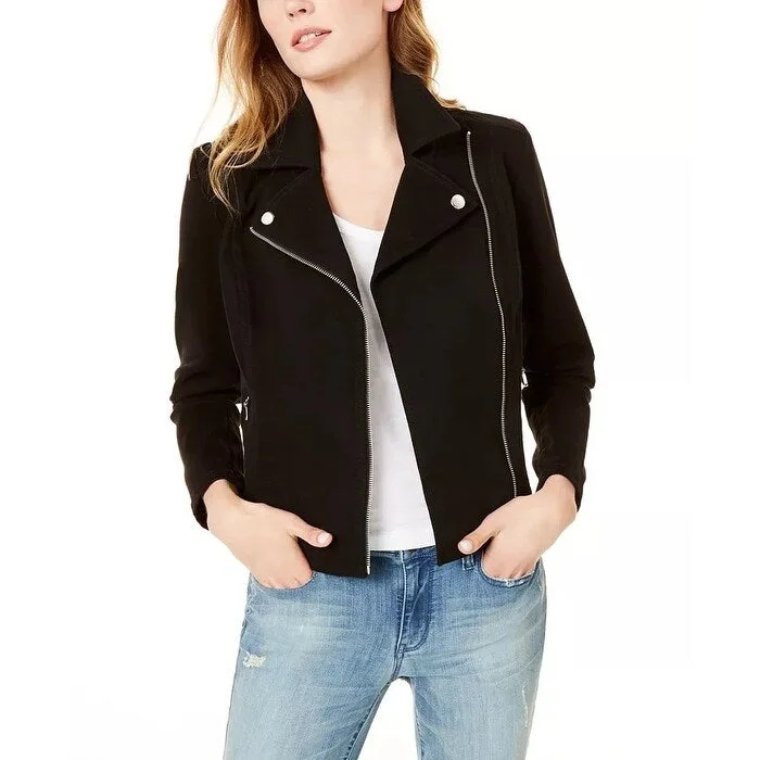 quilted coats for women -Maison Jules Women's Moto Jacket Black Size X-Small