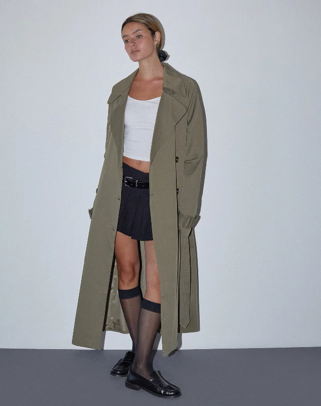 casual blazer jackets for women -Orcati Trench Coat in Khaki