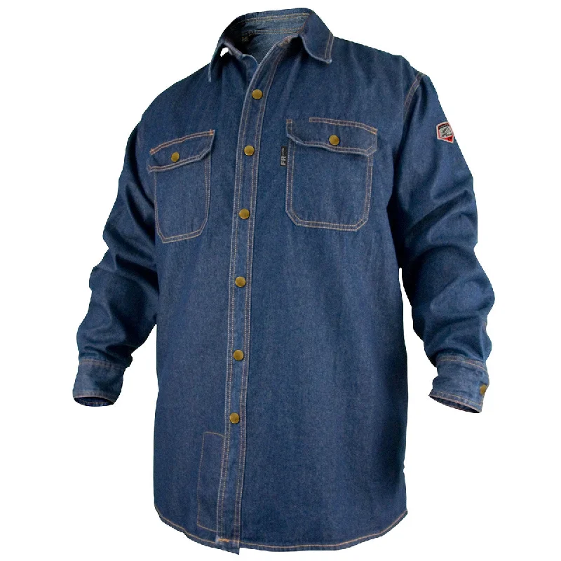 embroidered tops for women -Black Stallion Flame-Resistant Denim Work Shirt