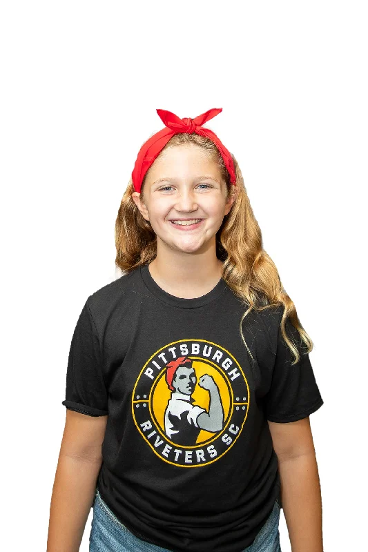 casual blouses with sleeves -Riveters Youth Pioneer T-shirt