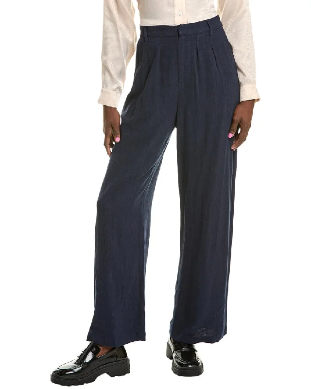 bootcut pants for women -Sadie & Sage Sandy Cove Pleated Linen-Blend Pant