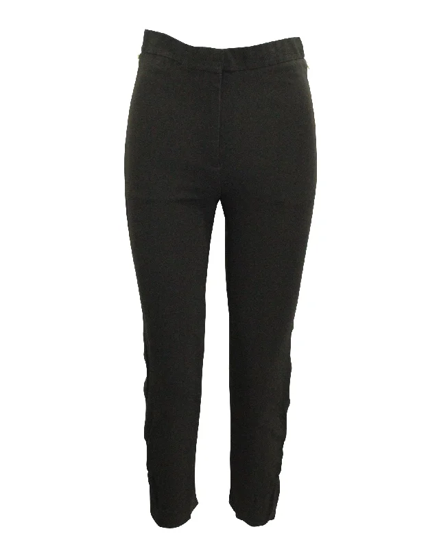 warm fleece-lined pants for women -Celine Zip Up Detailed Slim Fit Pants in Black Silk