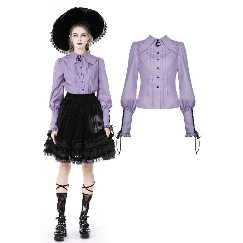 puff sleeve blouses for women -Women's Gothic Star Collar Puff Sleeved Shirt