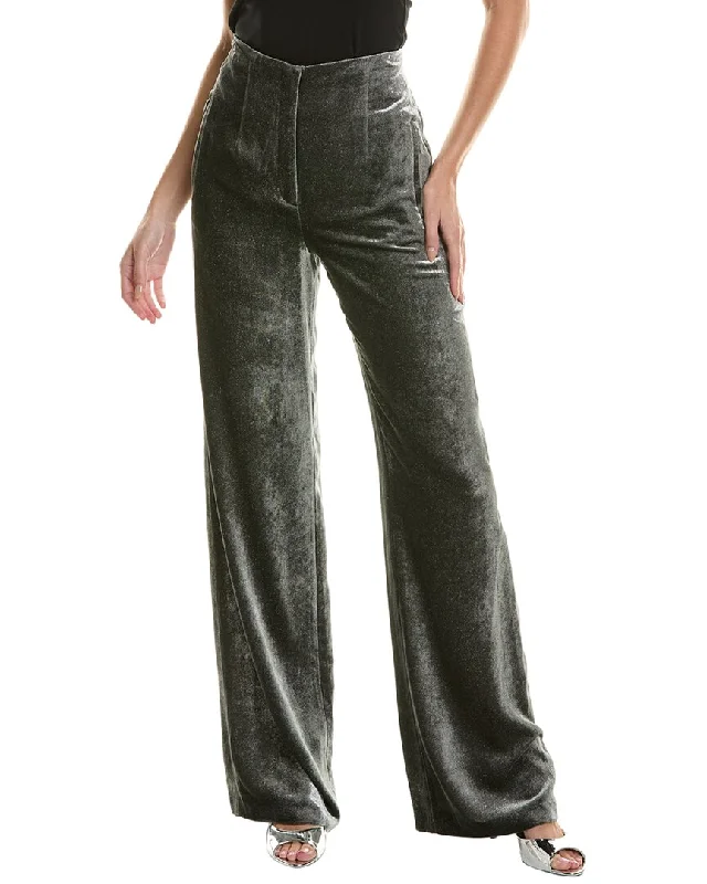 casual cropped denim pants for women -Alberta Ferretti Silk-Blend Trouser