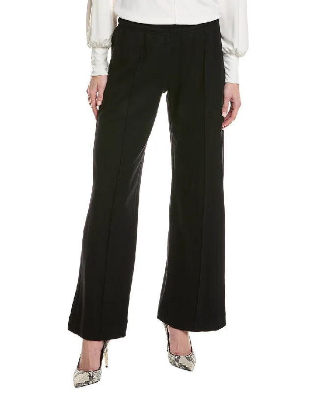 women's bootcut corduroy pants -Vince Wide Leg Pull-On Wool Pant