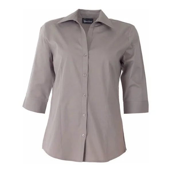 women's chiffon tunics -Identitee Women's Taupe Rodeo 3/4 Sleeve Shirt