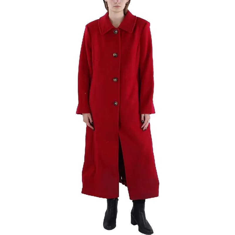 women's faux fur coats -Vince Camuto Womens Wool Blend Long Trench Coat