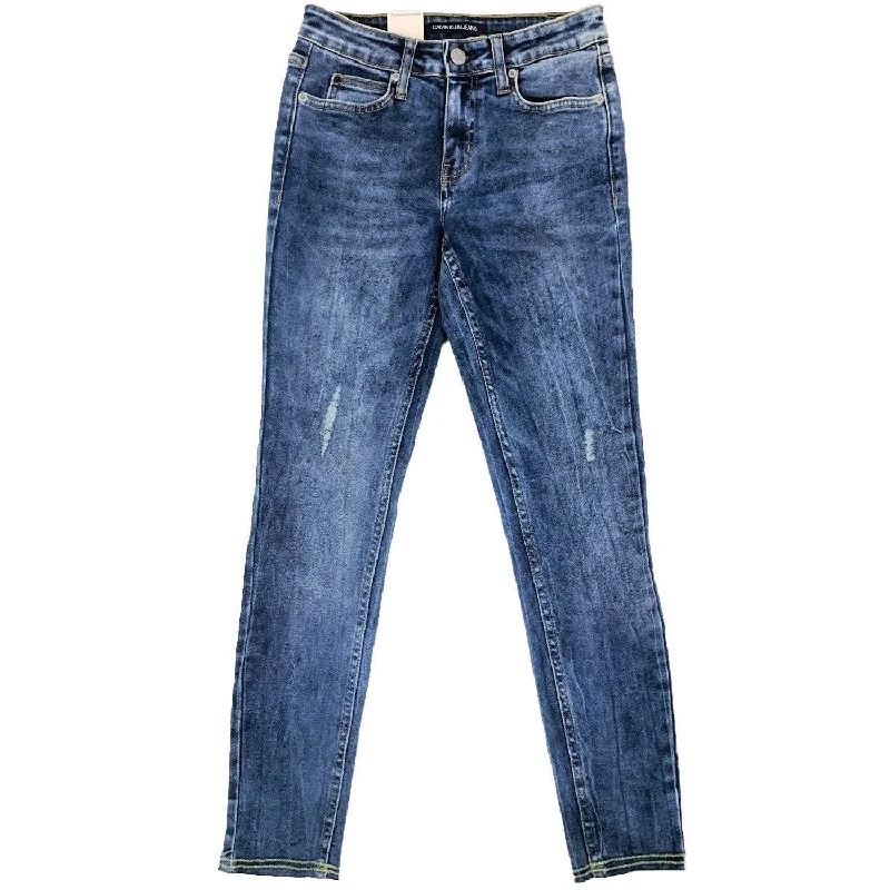 relaxed fit cargo pants for women -Calvin Klein Women's Mid Rise Skinny Leg Jeans Blue Size 30"