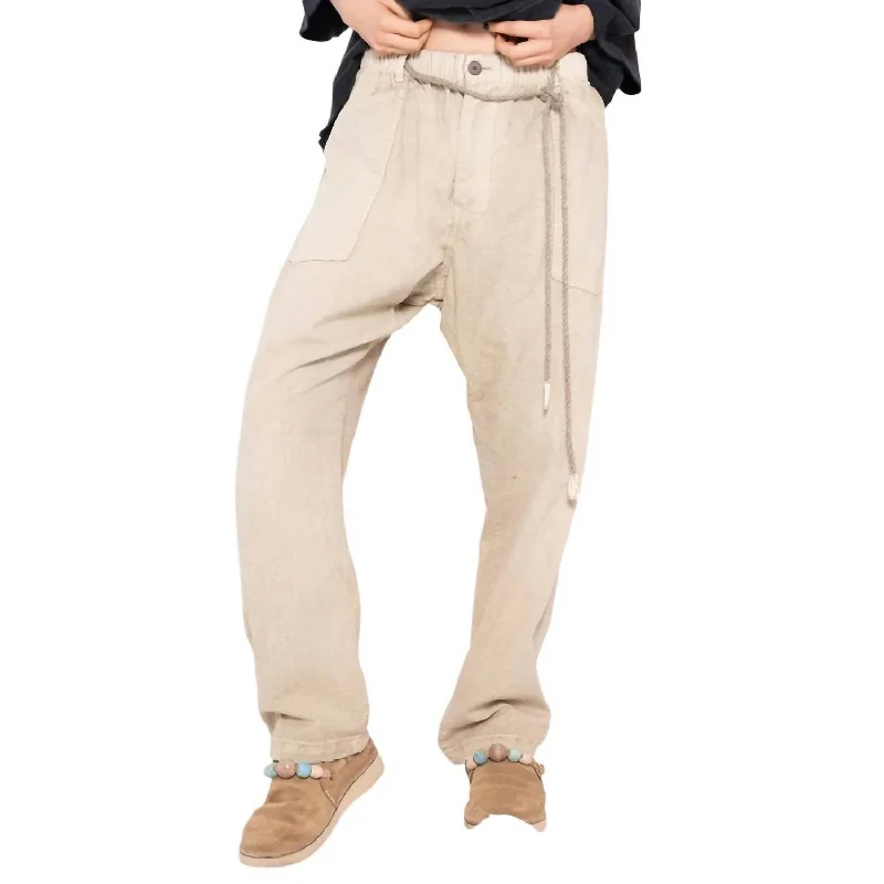 women's casual harem pants -P38 Sunfaded Dyes 6.5Oz Straight Leg Pants - Unisex In Khaki