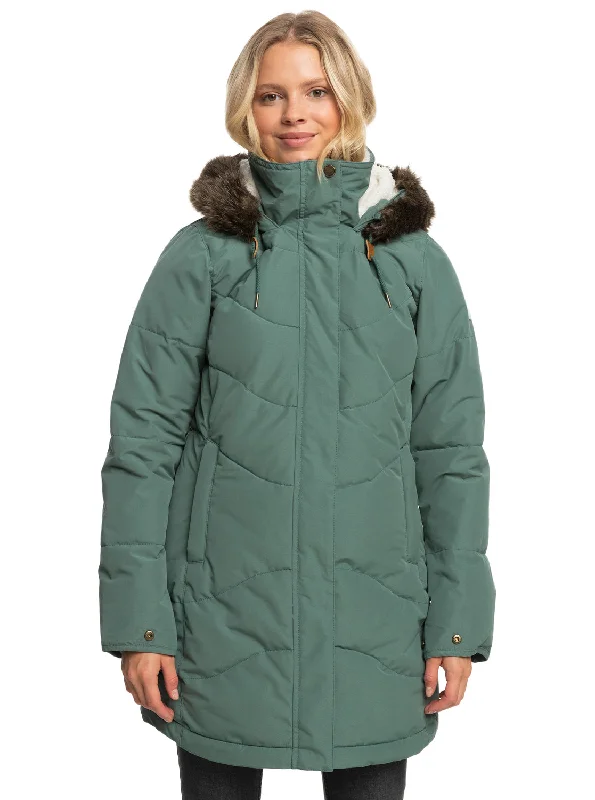 women's rainproof jackets -Ellie Longline Winter Jacket - Dark Forest